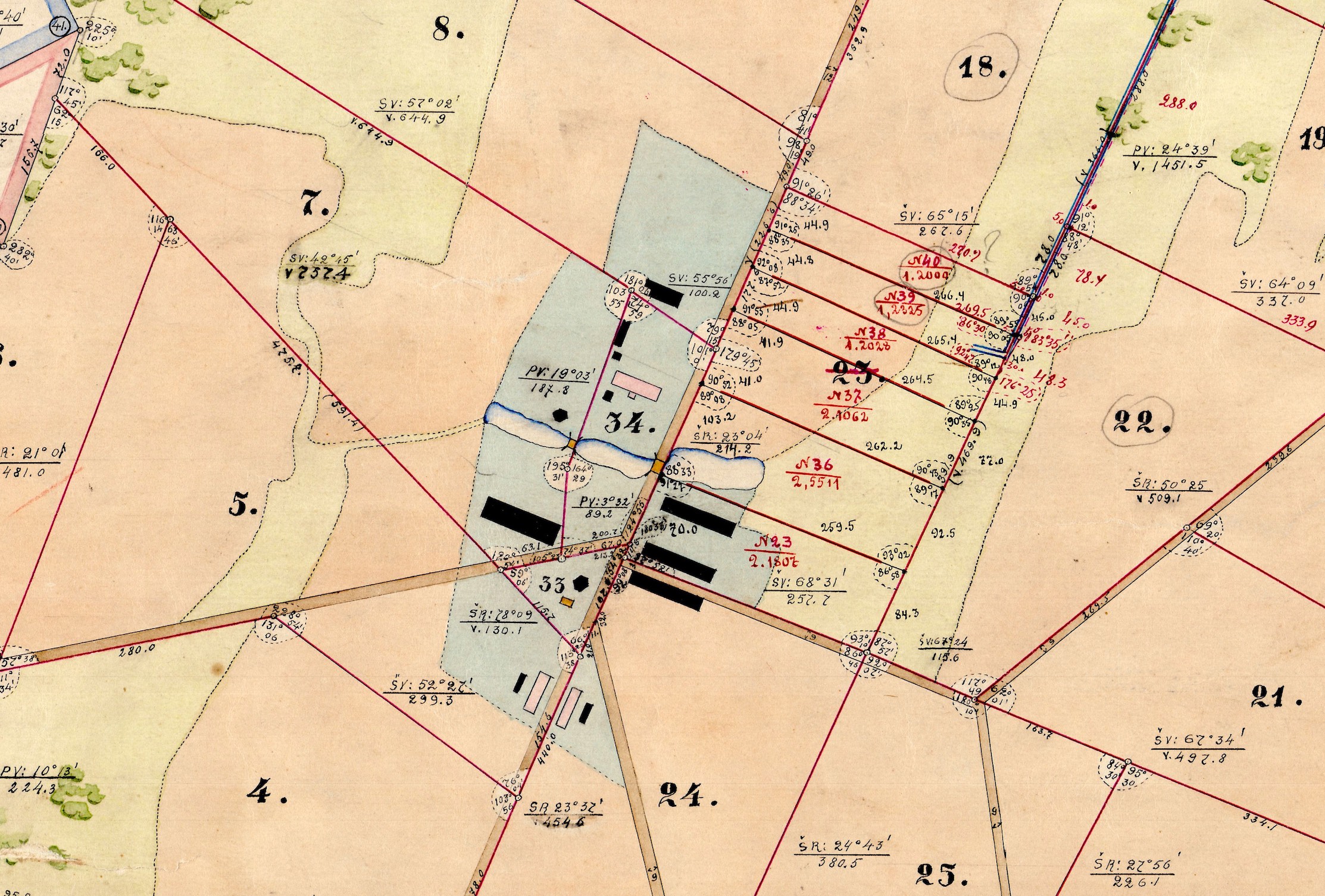 1920 m. parengtas Stasinės dvaro sodybos parceliacijos planas